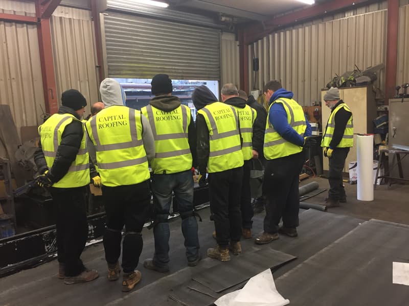 Capital Roofing apprentice training session